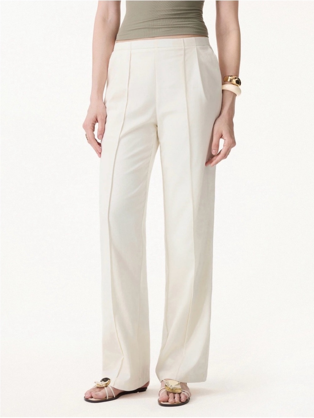 NWT OGL Lyocell-Linen Pintuck Wide Leg Vacay Pant with Pockets Size XL